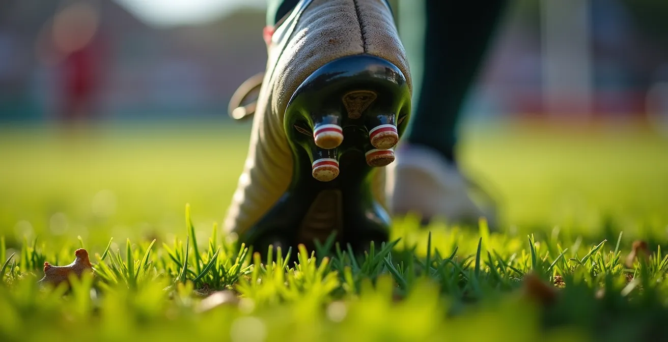 Vista macro di un mediano in posizione di copertura preventiva durante fase offensiva