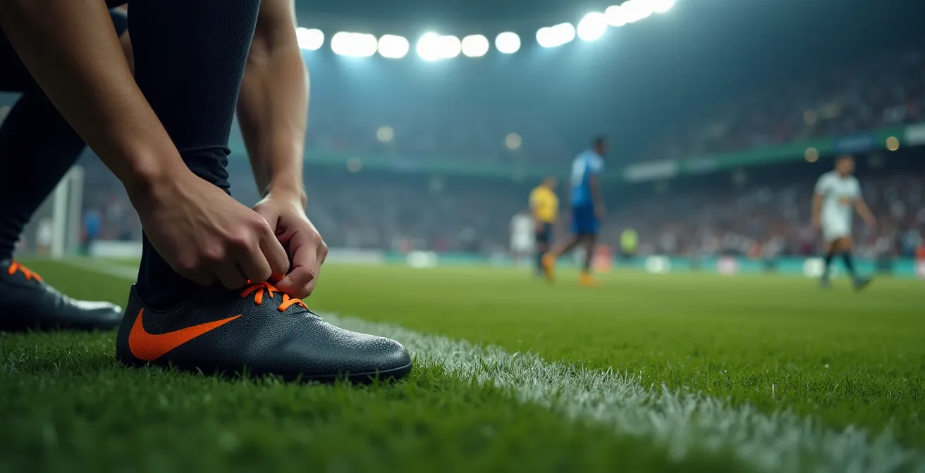 Giovane calciatore che si prepara a entrare dalla panchina