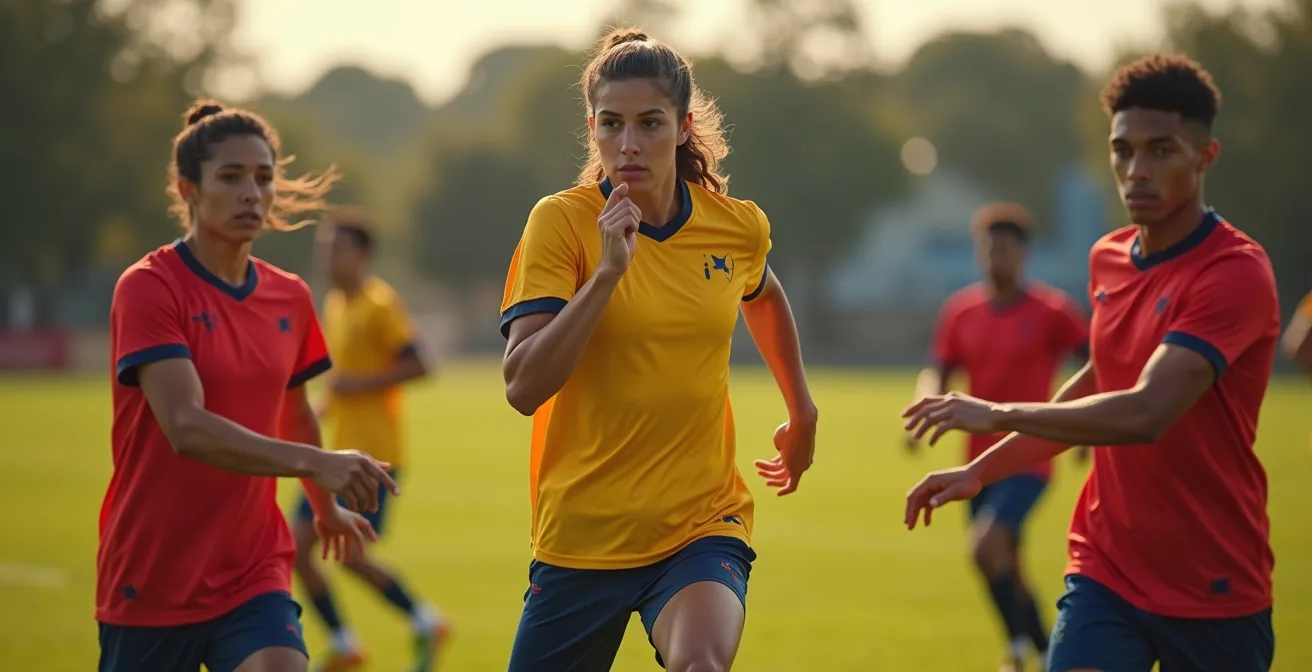 Giocatori disposti sul campo come pedine viventi durante una spiegazione tattica