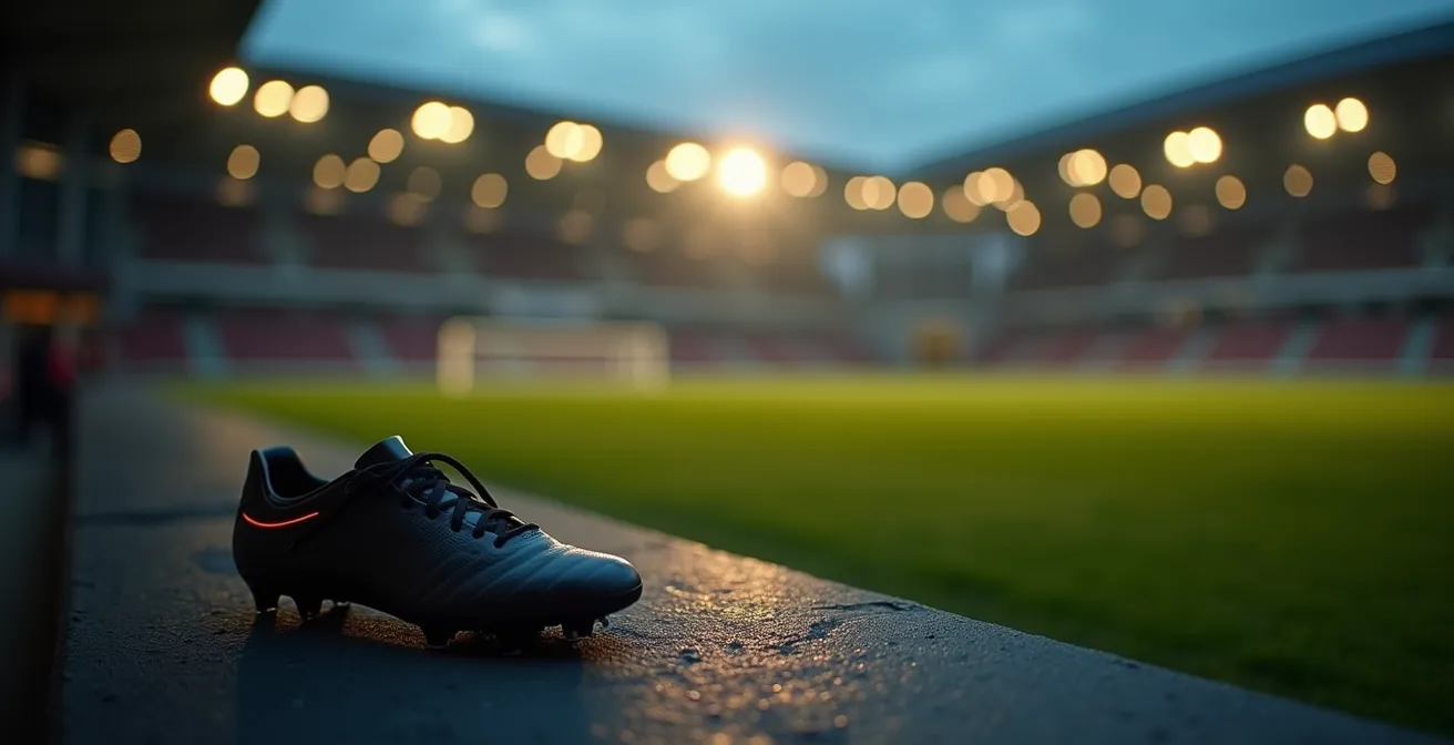 Vista dalla panchina verso il campo da calcio durante una partita