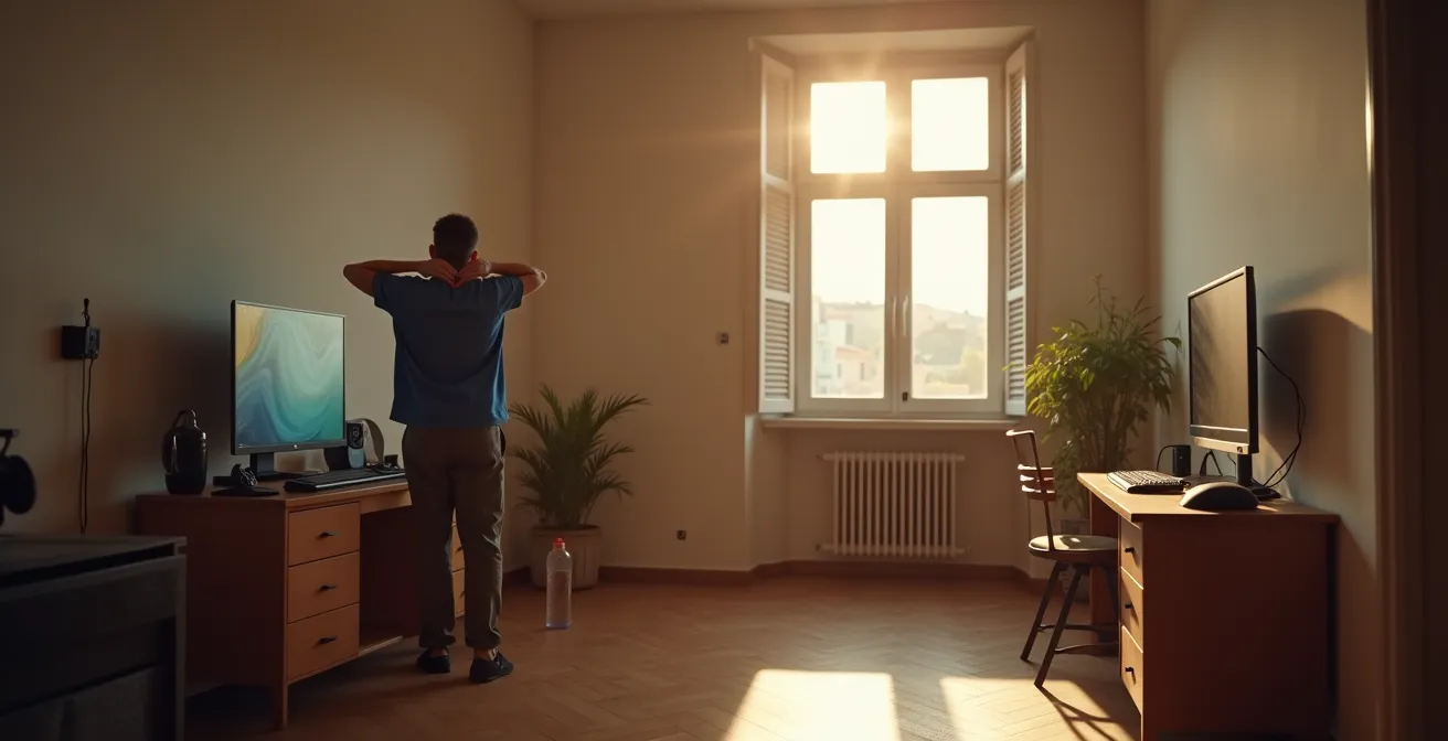 Giocatore che fa stretching per polsi e cervicale durante una pausa dalla Weekend League