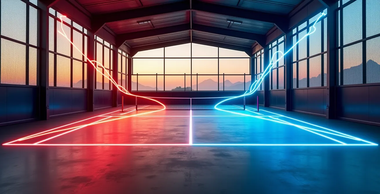 Confronto traiettorie del topspin tennis e slice padel contro il vetro